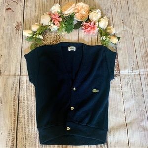 Lacoste Vintage Navy Short Sleeve Cardigan Sweater